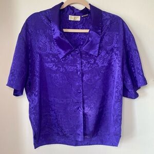 Vintage 90s Y2K Victoria’s Secret Purple Satin Pajama Top
